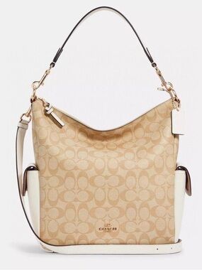 Coach Pennie Signature Canvas Chalk Pebbled Leather Gold Hardware NWOT MSRP:$498